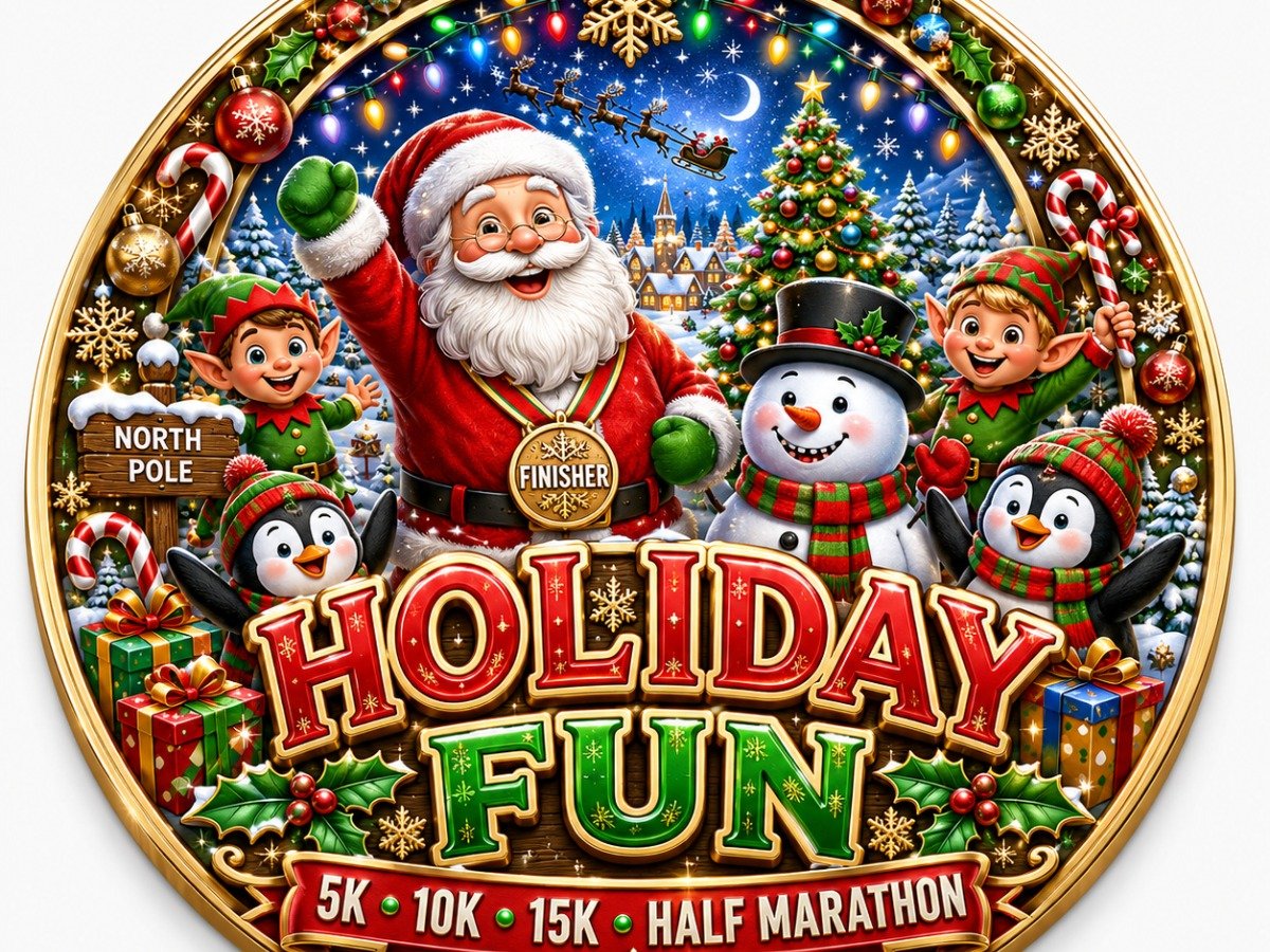 Holiday Fun 5K, 10K, 15K, Half Marathon Logo