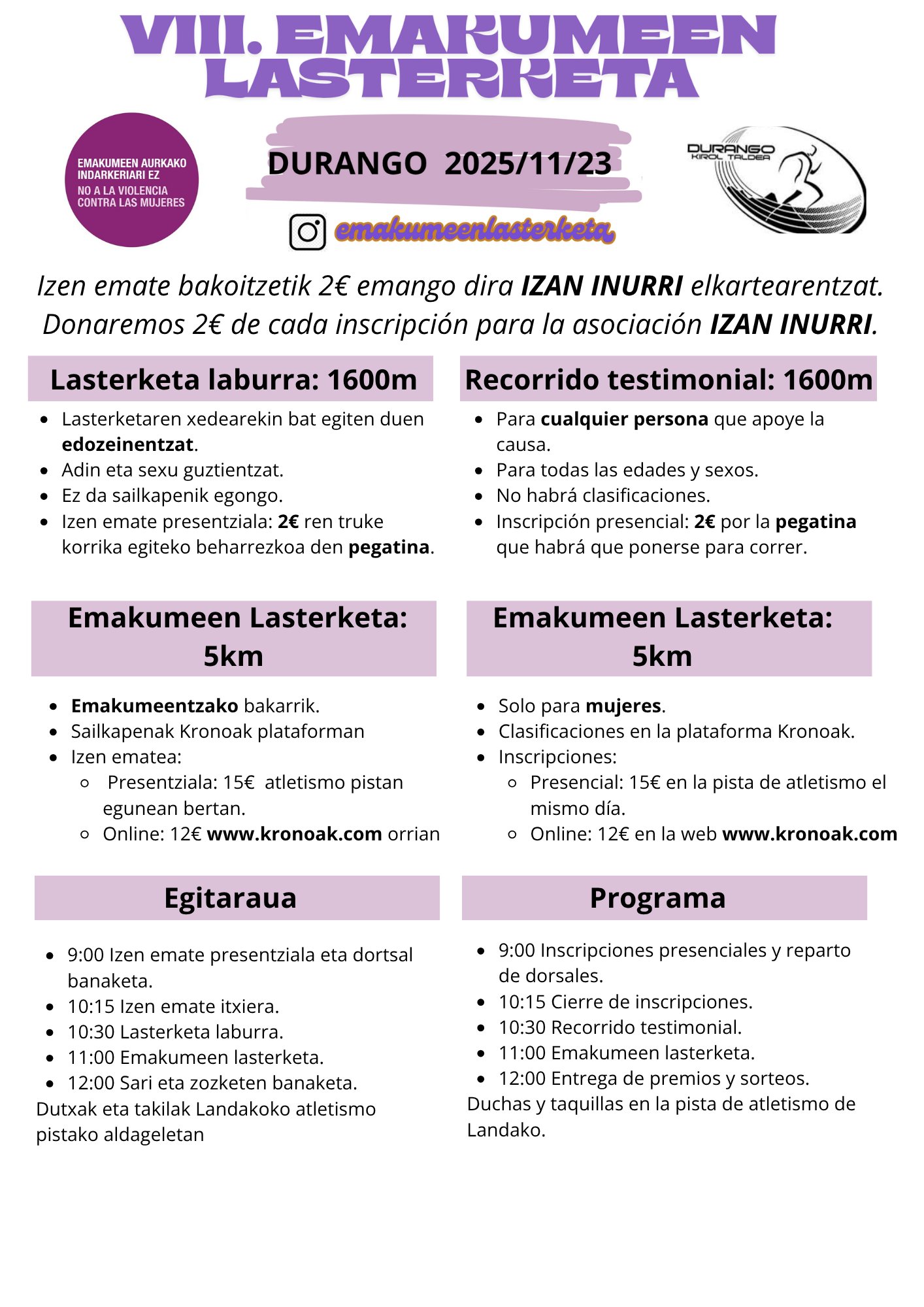 IX. EMAKUMEEN LASTERKETA 5KM