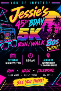 Jessie’s 45th Bday 5k Run/Walk Logo