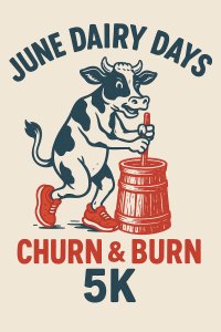 June Dairy Days Churn & Burn 5k Run/Walk Logo