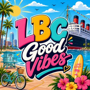 LBC -  Good Vibes Run  5K, 10K, & Half Marathon by Califlow Runs Logo