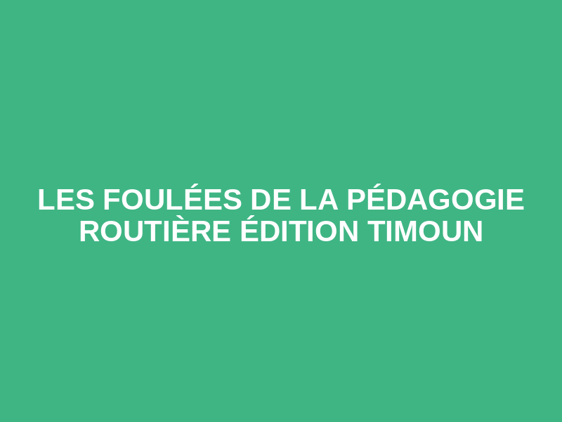 Les Foulées de la Pédagogie Routière Édition Timoun