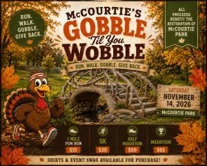 McCourtie’s Gobble ’Til You Wobble Logo