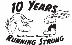 North Pocono Runners 10 Years Running Strong 10K Logo