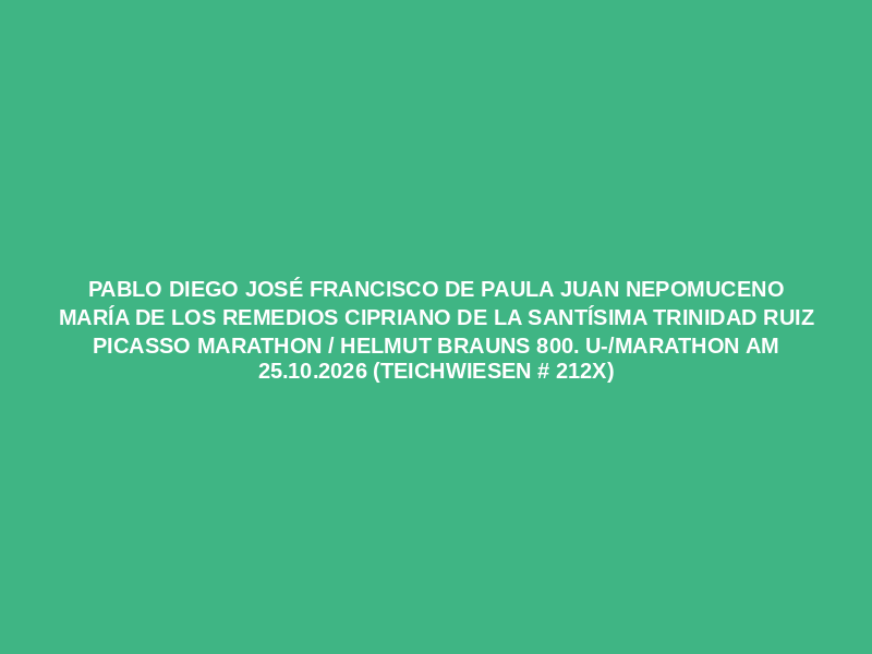 Pablo Diego José Francisco de Paula Juan Nepomuceno María de los Remedios Cipriano de la Santísima Trinidad Ruiz Picasso Marathon / HELMUT BRAUNs 800. U-/MARATHON am 25.10.2026 (Teichwiesen # 212x)