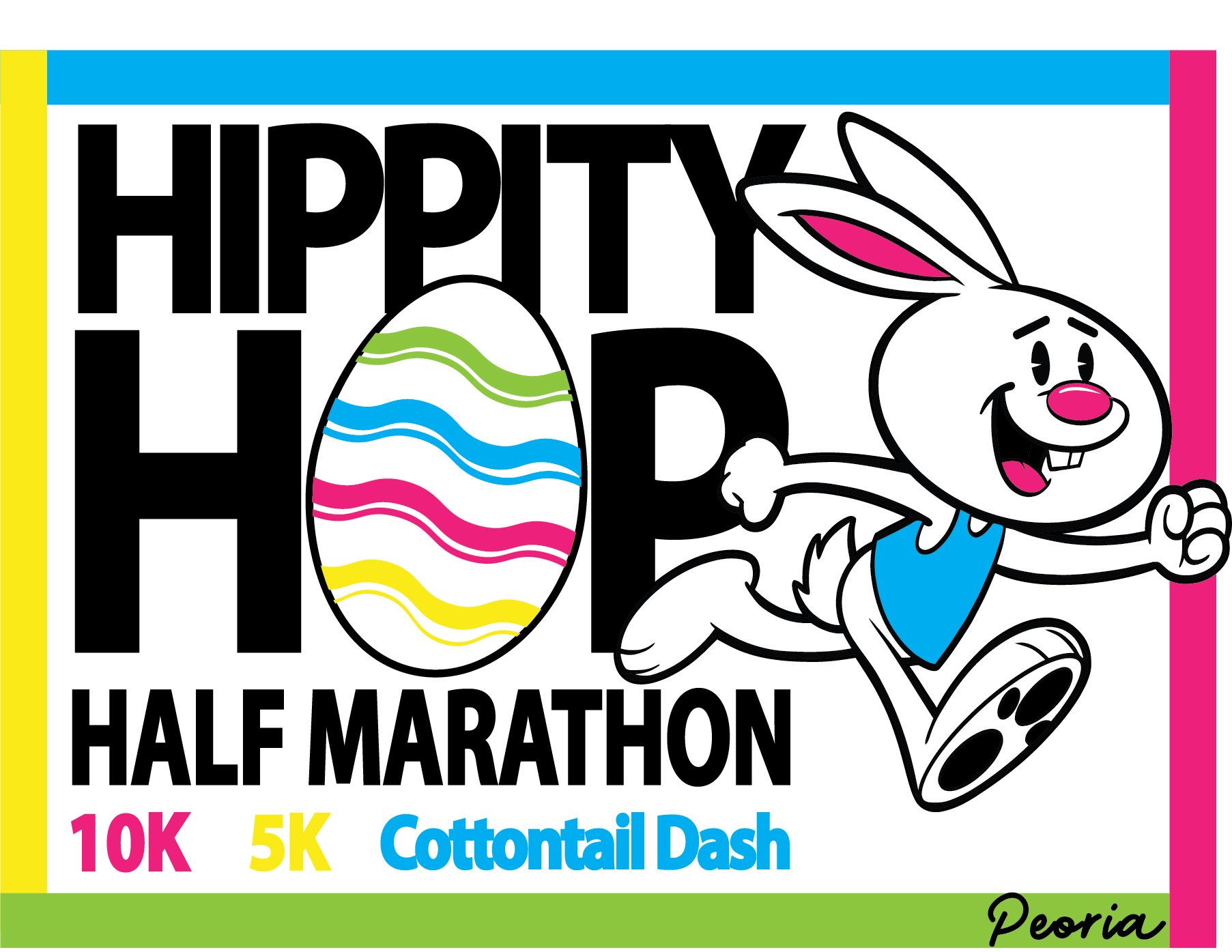 Peoria Hippity Hop Half Marathon - 10K - 5K - Cottontail Dash Logo