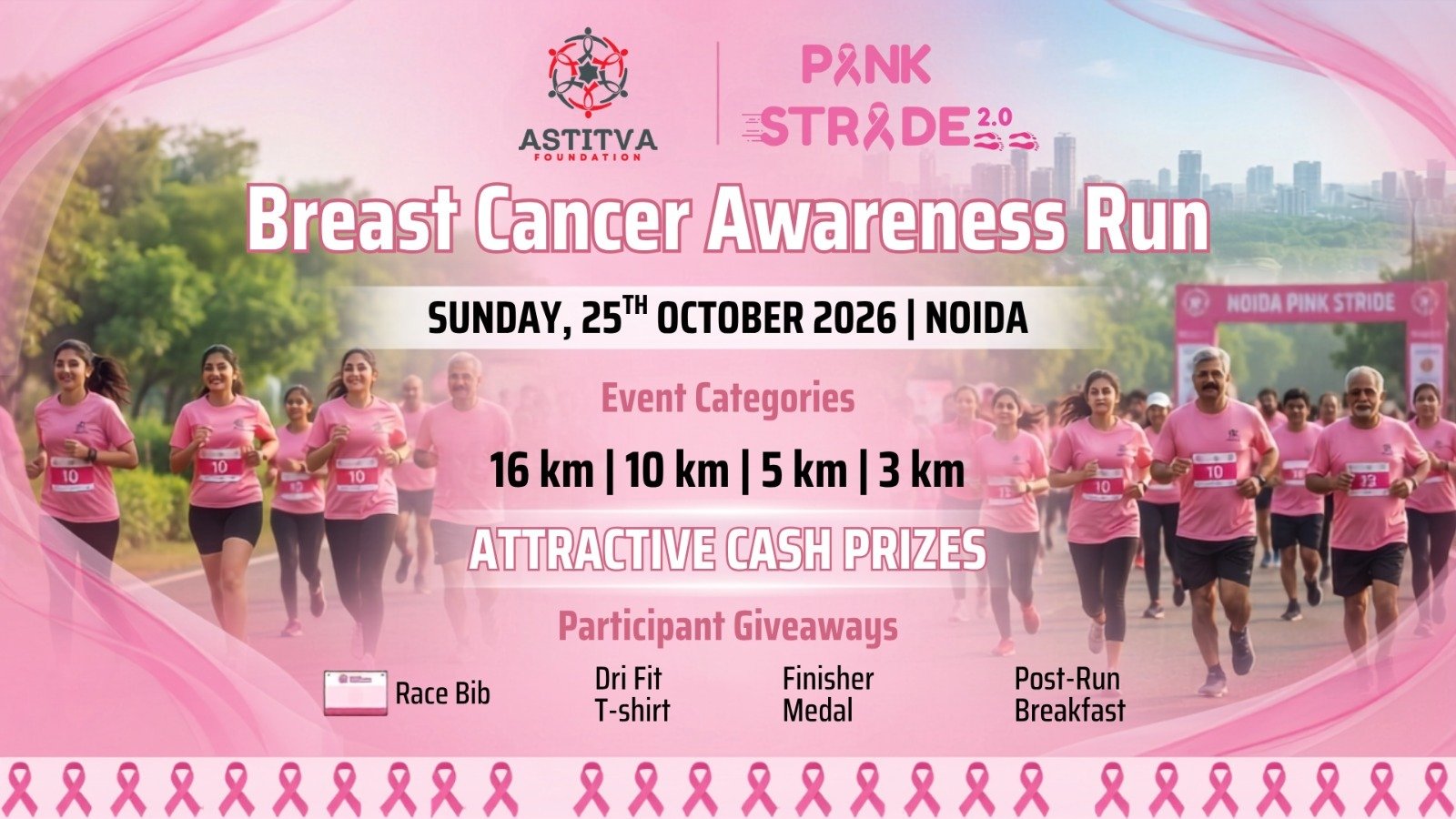 Pinkstride 2.0 - Breast Cancer Awareness Run Logo