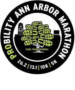 Probility Ann Arbor Marathon: 5K • 10K • Half-Marathon • Full Marathon • Marathon Relay • Half-Marathon Walk Logo