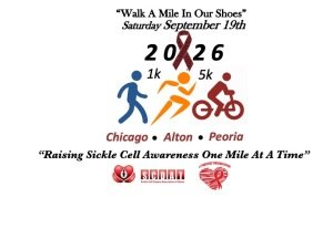 Raising Sickle Cell Awareness 1 Mile At A Time! Annual 1K/5K Walk, Jog or Run for a Cure! Logo
