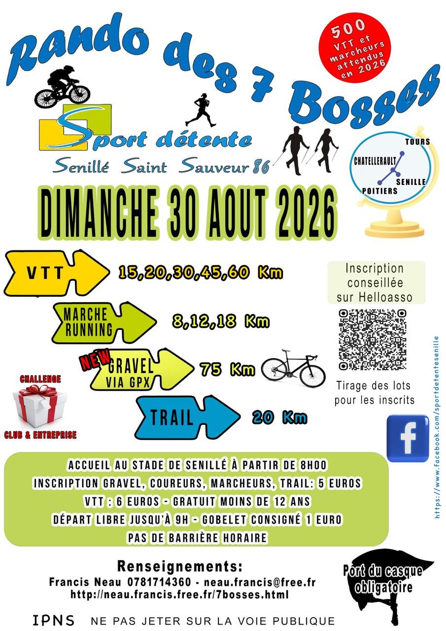 Randonnée des 7 Bosses VTT, Marche, Running, Trail et Gravel à Senillé