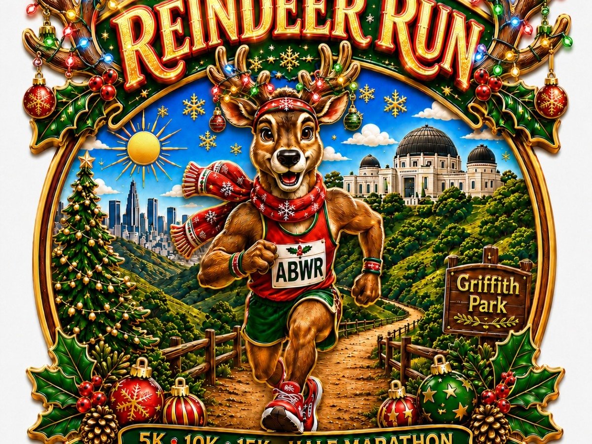 Reindeer Run Griffith Park 5K, 10K, 15K, Half Marathon Logo