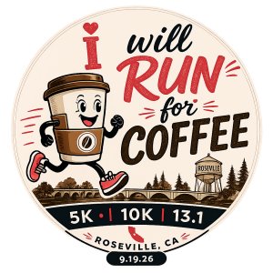 Resolution Run for Coffee 5K/10K/13.1 - Roseville Logo