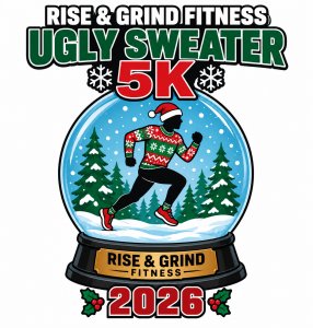 Rise and Grind Fitness Ugly Sweater 5K Logo