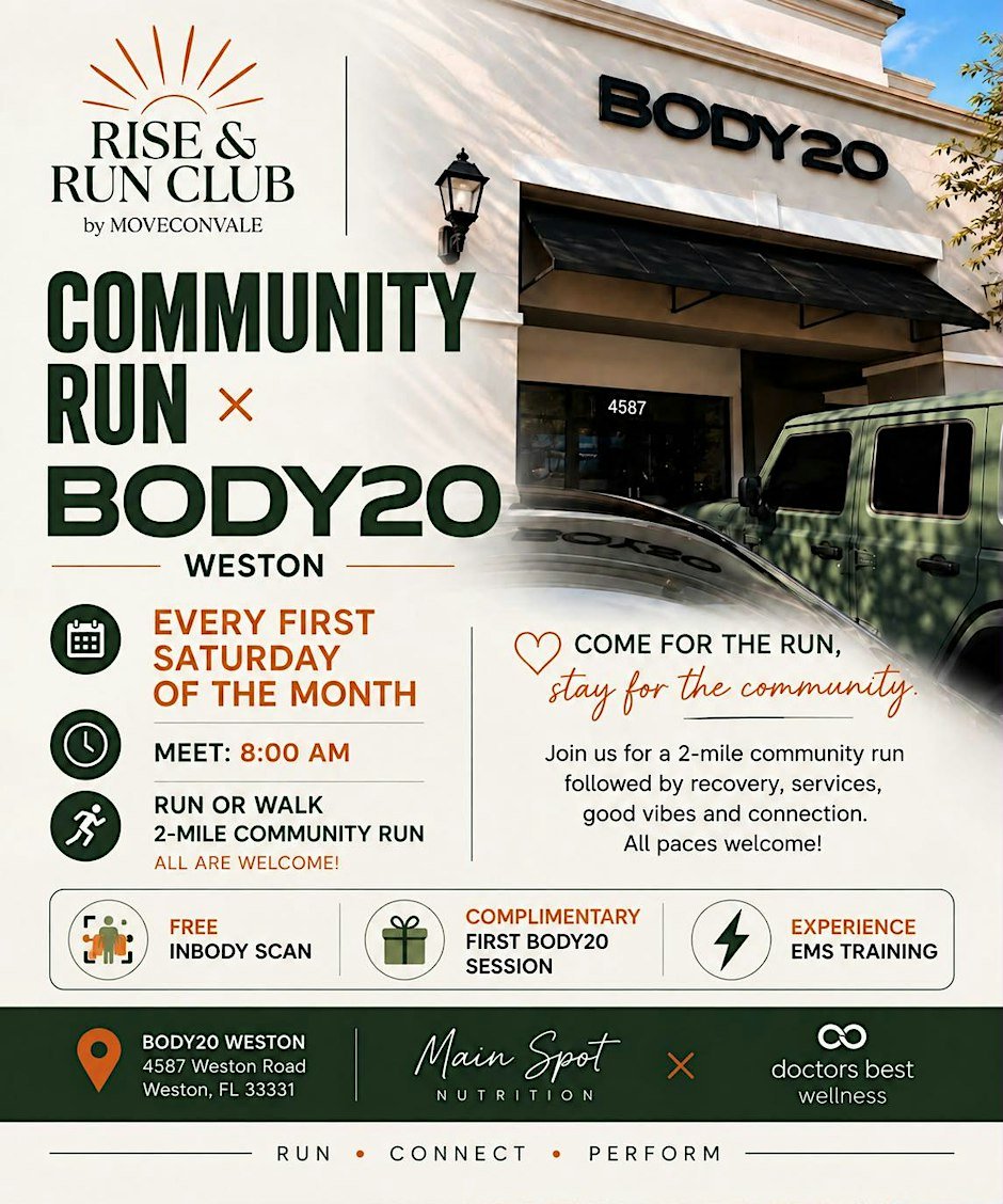 Rise & Run Club by MOVECONVALE X BODY20 Weston Logo
