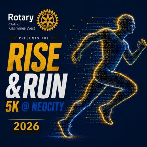 Rotary Club of Kissimmee West presents the Rise & Run 5K @ NEOCITY Logo