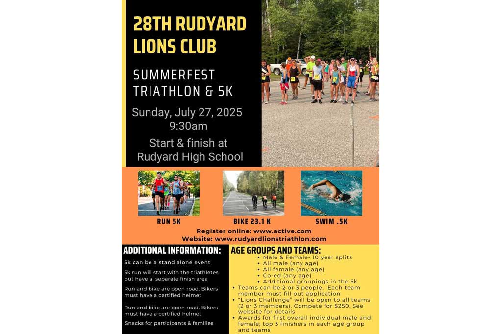 Rudyard Lions Triathlon and 5K Logo