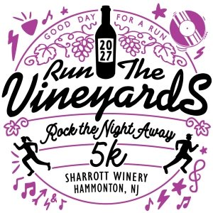Run the Vineyards - Rock the Night Away 5K Logo
