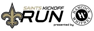 SAINTS KICKOFF RUN Presented by Hancock Whitney Logo