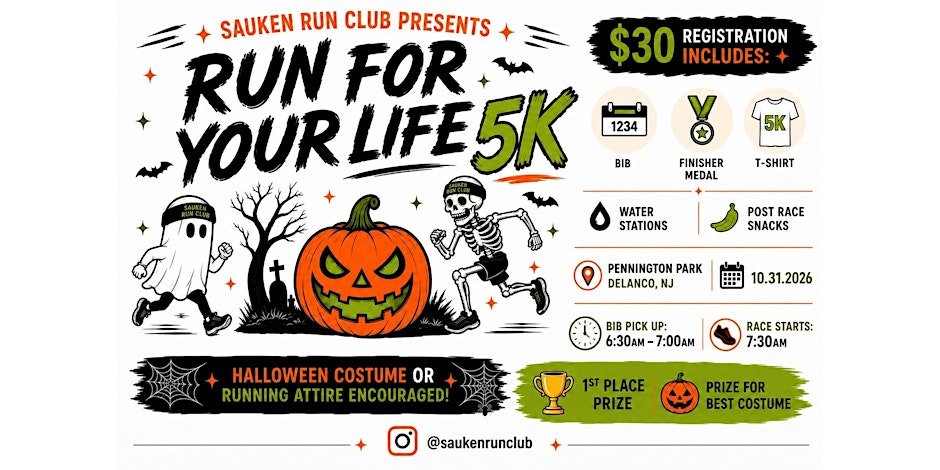 Sauken Run Club Presents: Run For Your Life 5K Logo