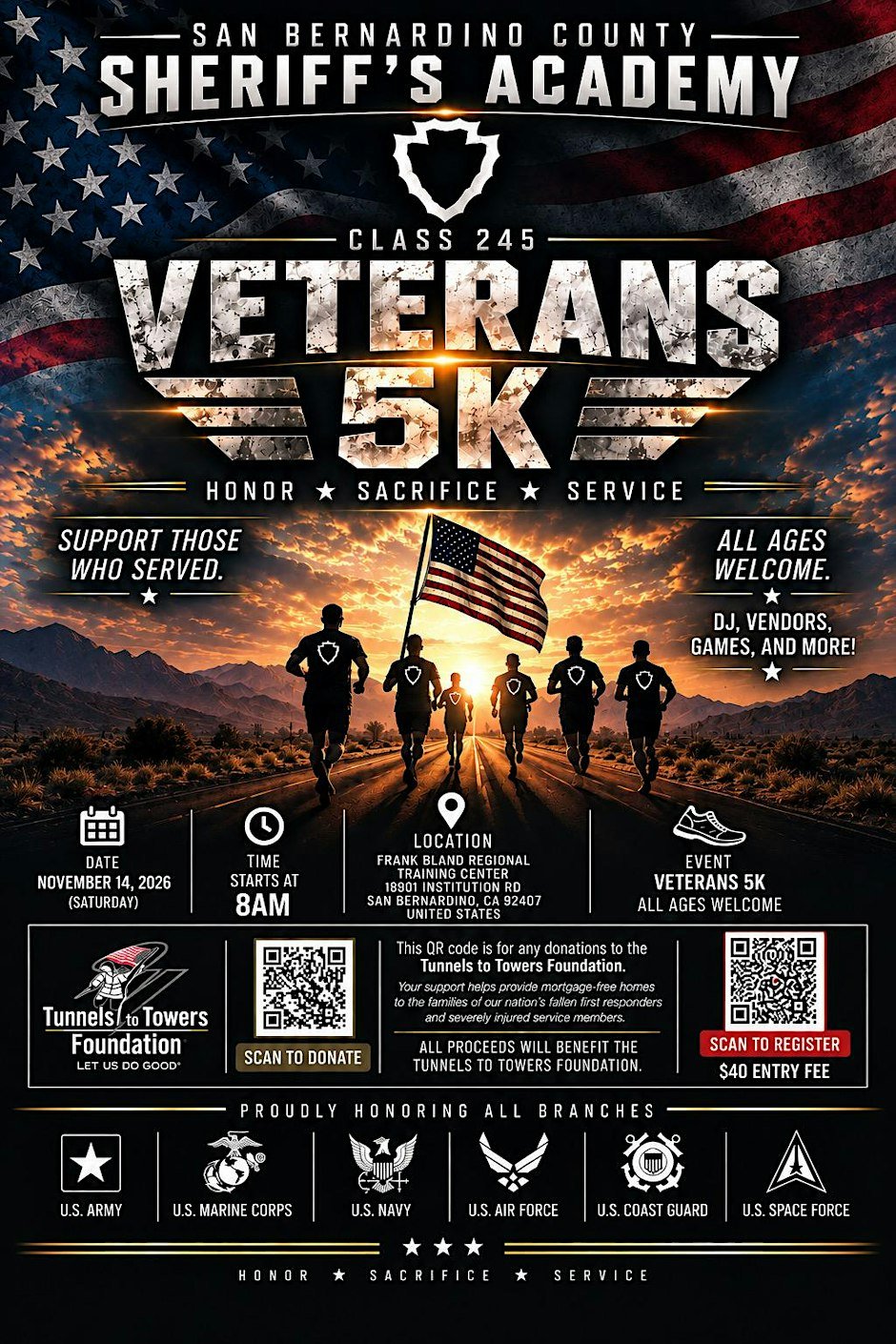 SBSD ACADEMY 245 VETERANS RUN 5K Logo