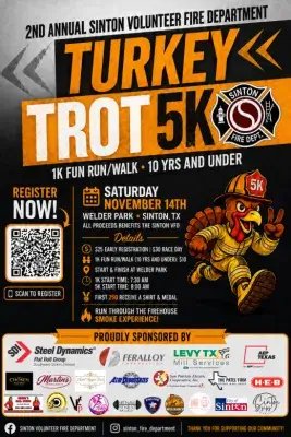 Sinton Volunteer Fire Department Turkey Trot 5K & 1K Kids Run Logo