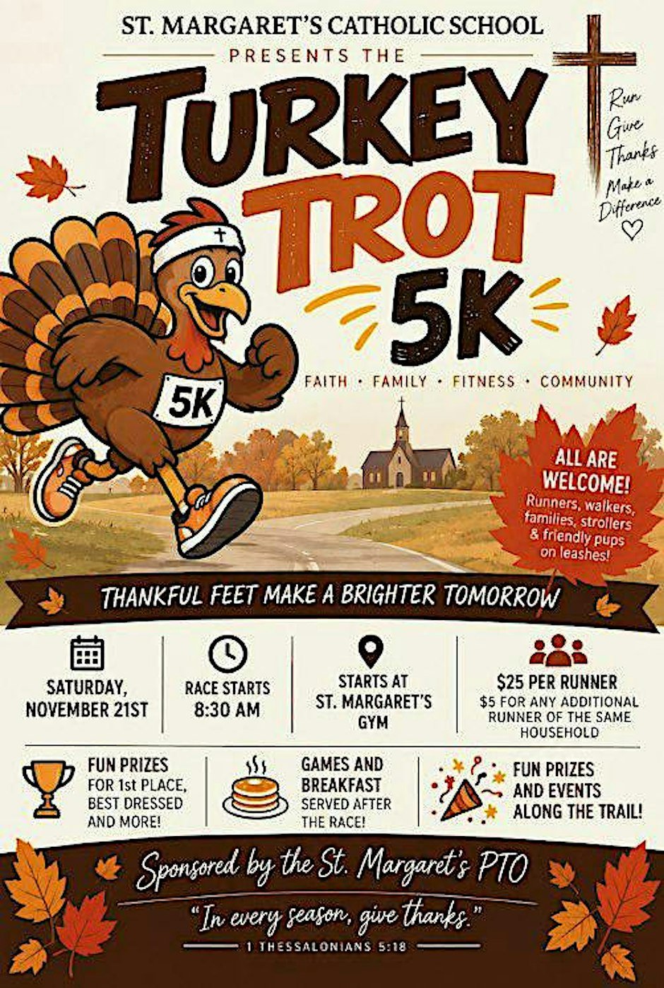 St. Margaret's School Turkey Trot Logo