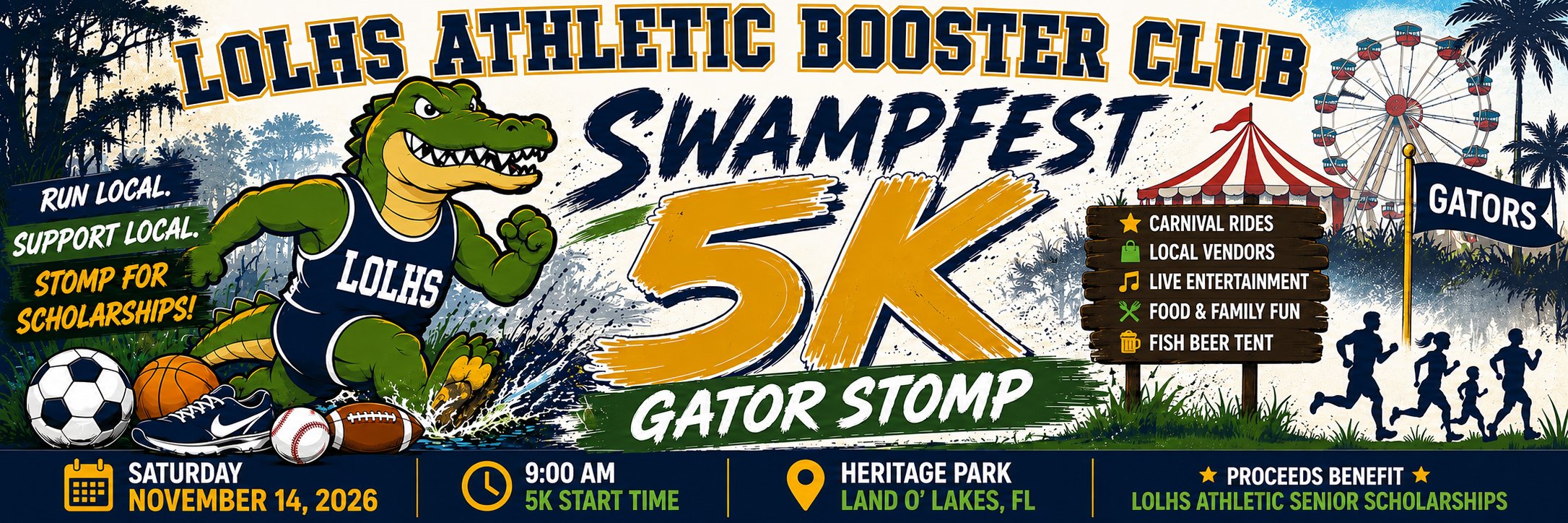 Swampfest 5k Gator Stomp Logo
