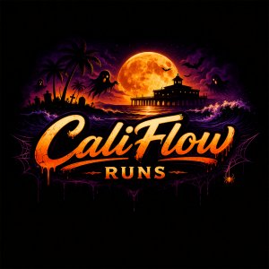 The Afterlife 5K, 10K, Half Marathon- Night SummerWeen Series by Califlow Runs Logo