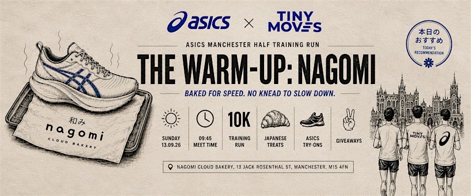 THE WARM UP: NAGOMI WITH ASICS. MANCHESTER HALF TRAINING RUN BY TINY MOVES.