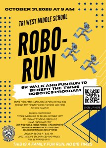 Tri West Middle School 5K Robo Run and Walk Logo