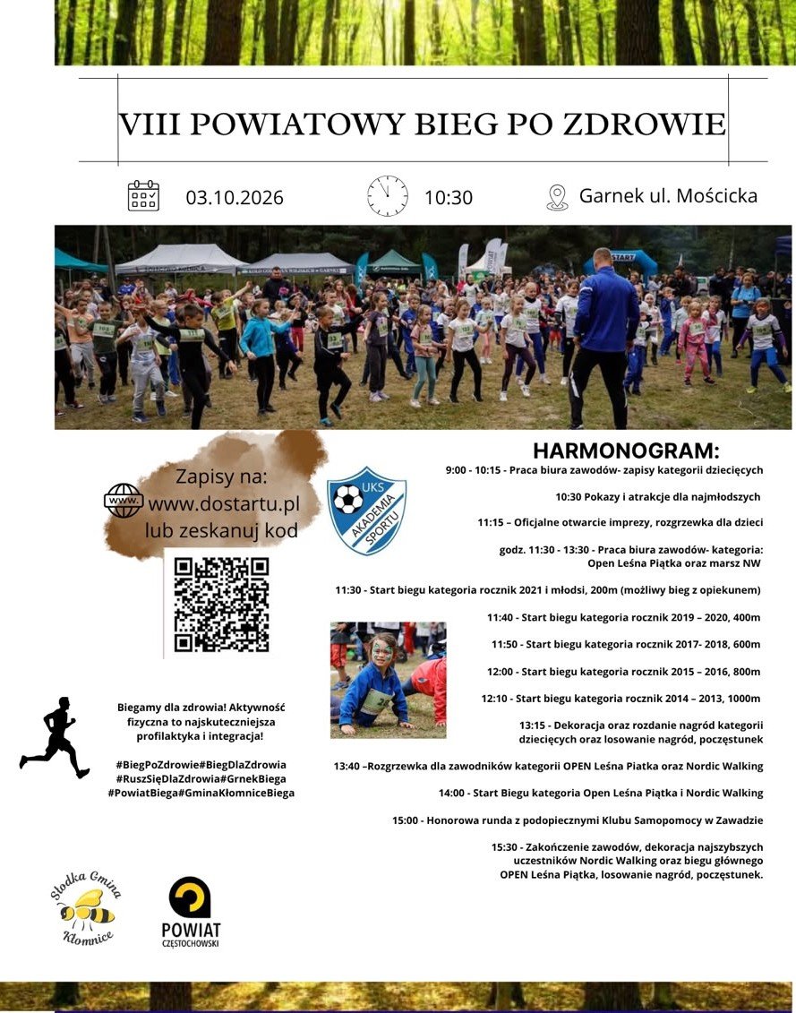 VIII Powiatowy Bieg Po Zdrowie 2026
