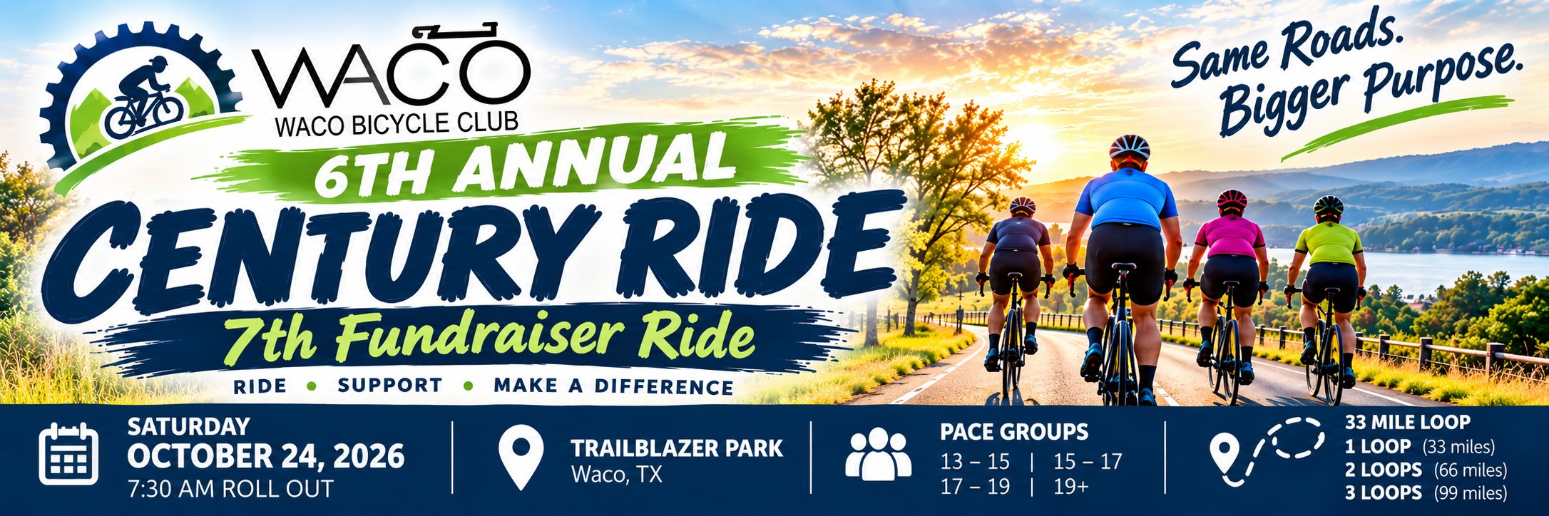 Waco Bicycle Club Century & Fundraiser Ride 2026.