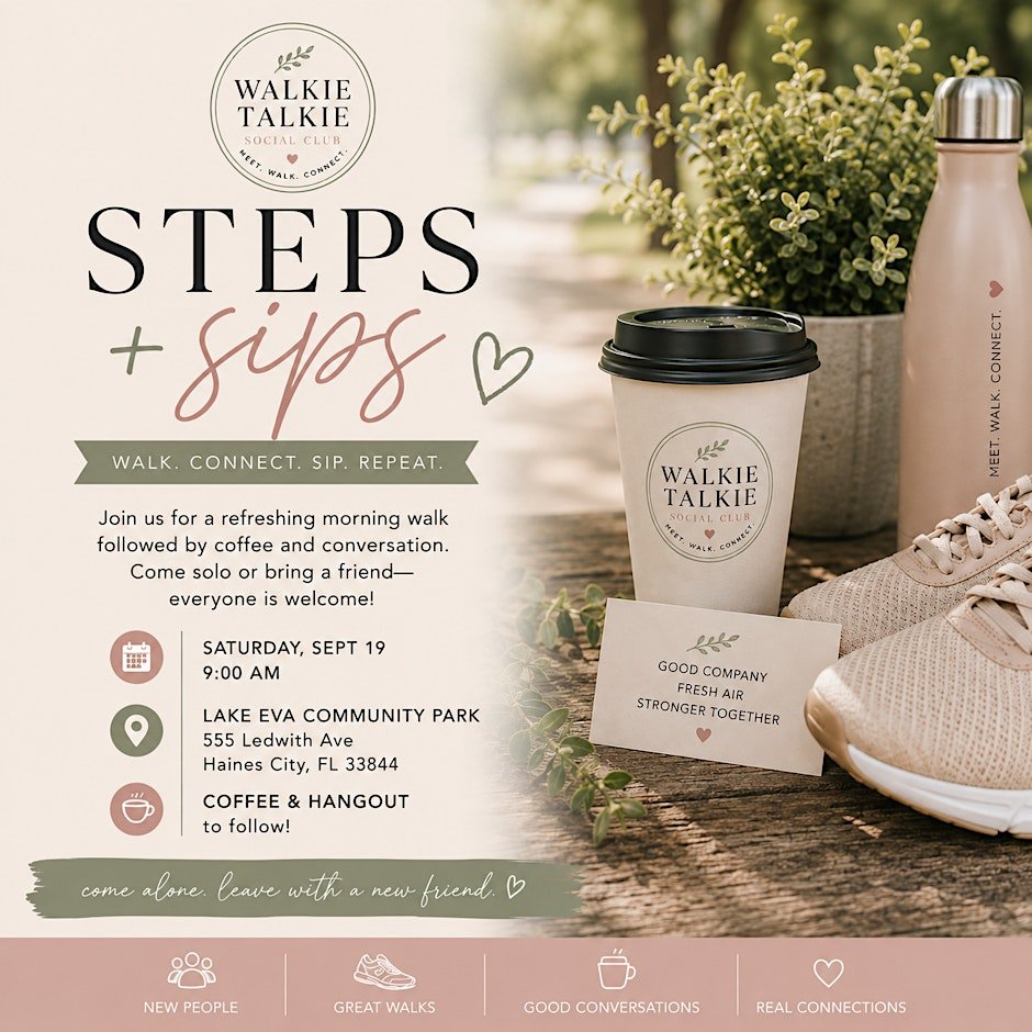 Walkie Talkie Social Club: Steps + Sips Logo
