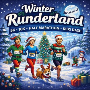 Winter Runderland 5K, 10K, & Half Marathon. Kids Dash Logo