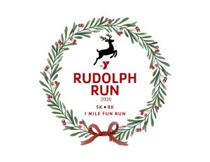 YMCA Rudolph Run 2026 - 1 mile run fun, 5k, 8k Logo