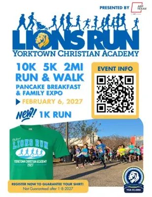 Yorktown Christian Academy Lions Run Logo