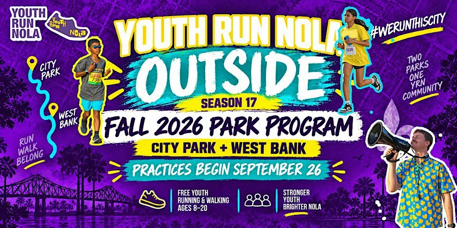 Youth Run NOLA : City Park | Fall 2026 Season Launch Logo
